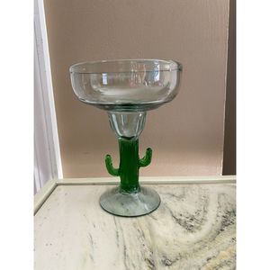Single Hand Blown Cactus Margarita Glass